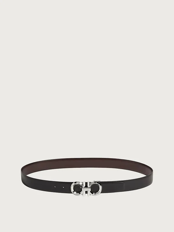 Salvatore Ferragamo Adjustable/Reversible Belt - 679939 (Black/Hickory) Men's Belts