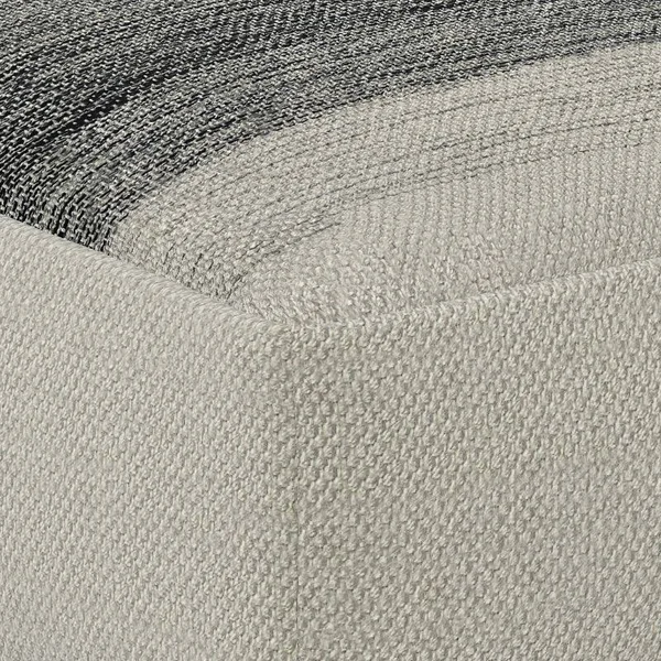 Simpli Home Sabella Grey and White Square Woven Outdoor/Indoor Pouf