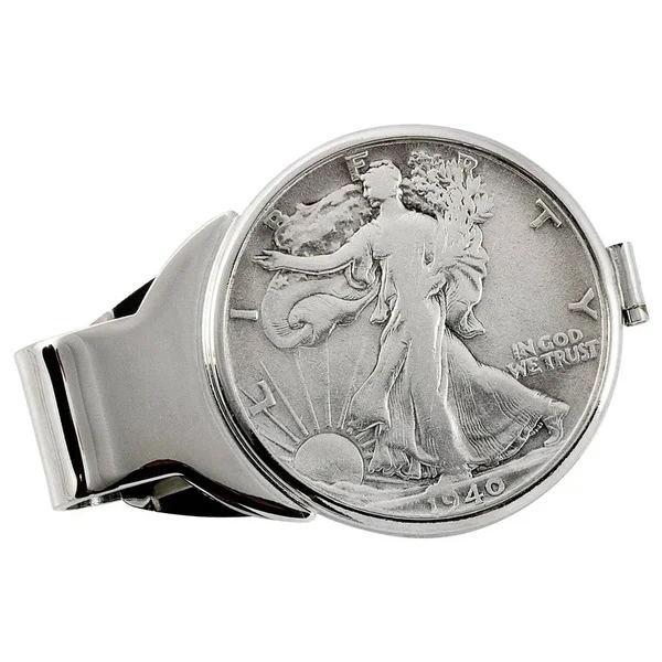 American Coin Treasures Year to Remember Silvertone Half Dollar Coin Money Clip (Year 1953) - Men's