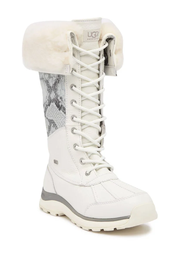 Ugg Adirondack Tall III Snake White Waterproof Women's Boots Size US 10 New