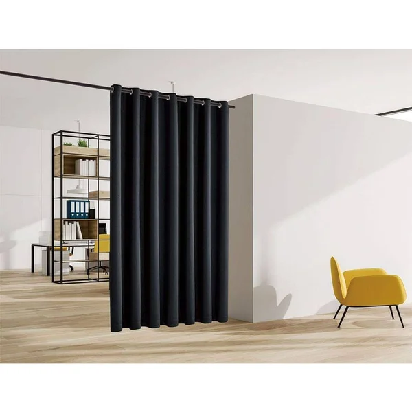 Legacy Decor Blackout Room Divider Curtain Panel Privacy Partition Heavyweight Premium Fabric Thermal Insulated, Grommet Top, Bl