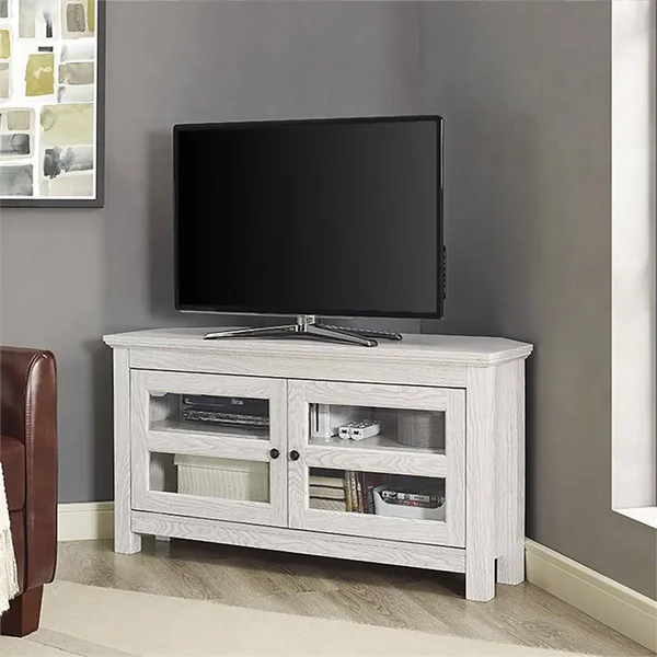 Pemberly Row 44x22 Corner TV Stand, White Wash