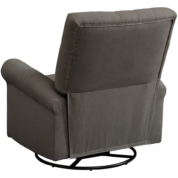 Pulaski Traditional Rolled Swivel Glider Arm Recliner - Fresh Pewter Grey