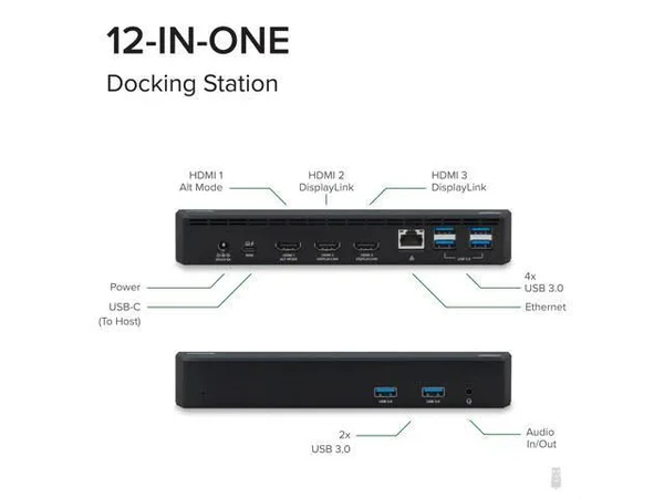 UD-3900PDZ Plugable USB C Triple Display Docking Station w/ Laptop Charging