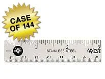 Westcott Stainless Steel Office Ruler with Non Slip Cork Base, 6-Inch