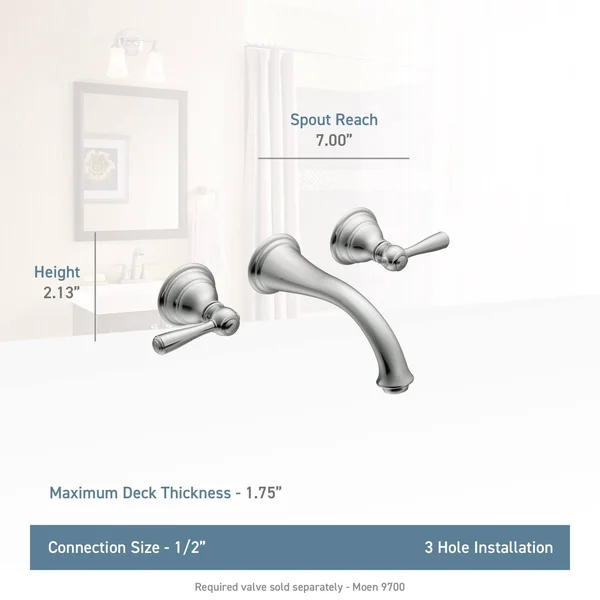 Moen T6107ORB Kingsley Two Handle Wall Mount Bathroom Faucet Oil Rubbed Bronze