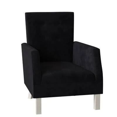 Gloria Armchair Uniquely Furnished Body Fabric: Greece Domino, Leg Color: Antique White