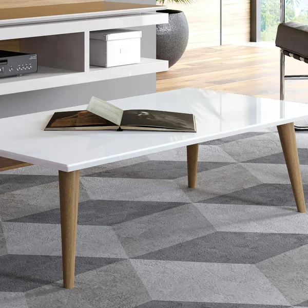 Manhattan Comfort Utopia 11.81x22 High Rectangle Coffee Table with Splayed Legs - White Gloss