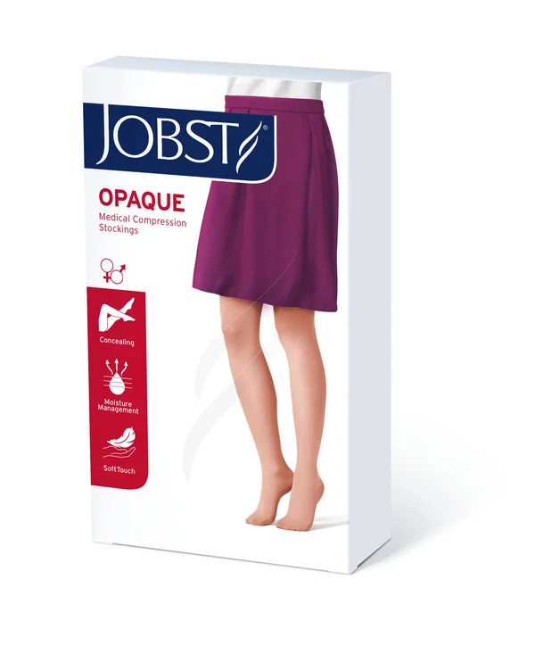 Jobst Opaque Knee High 20-30 mmHg Compression Stockings, Open Toe, X-Large, Natural