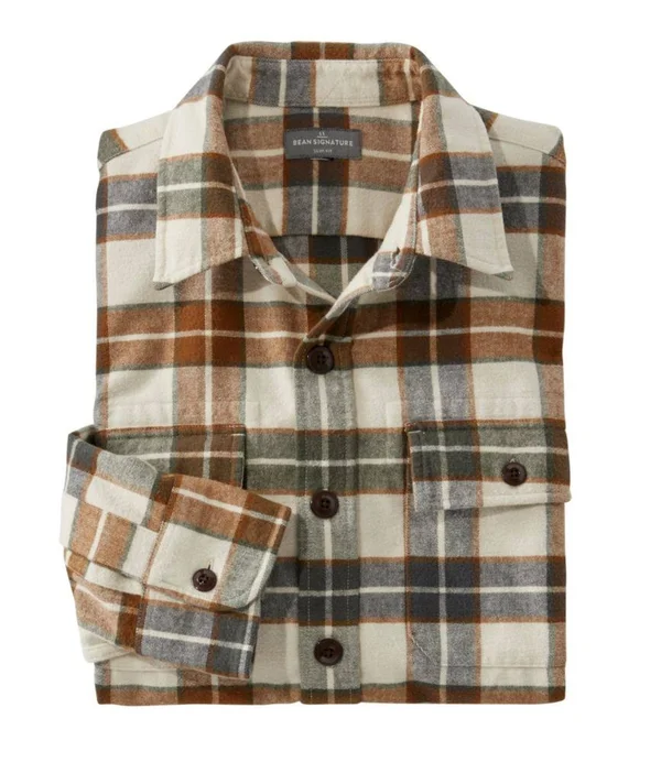 Men's Signature 1933 Chamois Flannel Shirt - Slim Fit Plaid White Extra Large, L.L.Bean