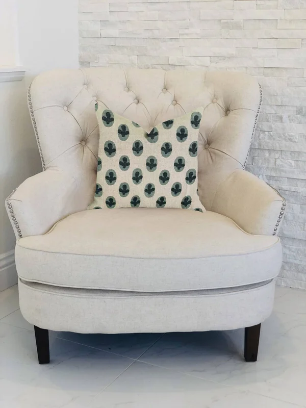 Plutus 20x22 x 20x22 Cacti Pear Luxury Throw Pillow in Green and Beige Color