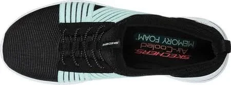 Skechers Women's City Pro Easy Moving Sneaker, Black/Aqua