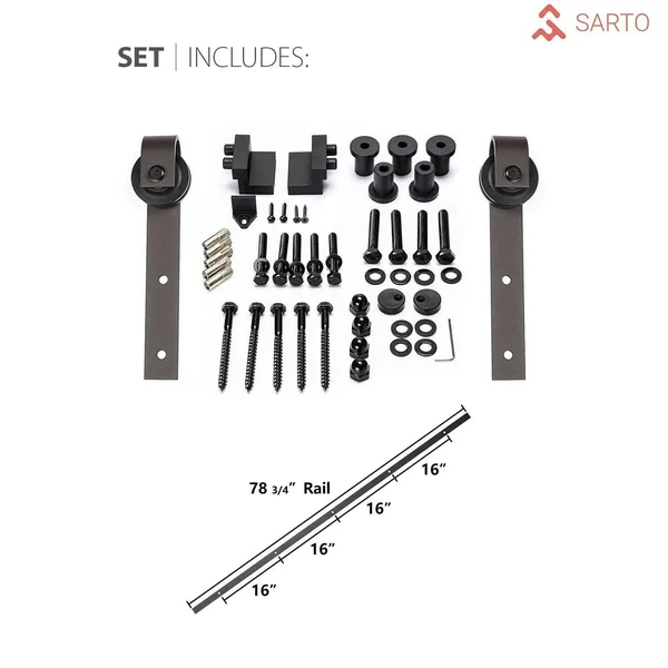 Sturdy Barn Door Hardware - Planum 0010 Black Matte - 28x22 x 84x22