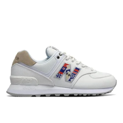 New Balance 574 Women's Running Classics Shoes - White/Tan (Size 9)