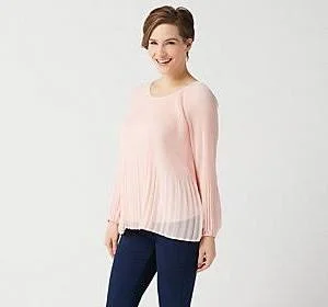 Laurie Felt Pleated Chiffon Top, Size Medium, Navy