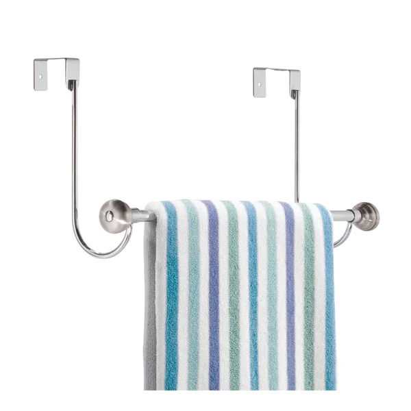 Interdesign York Over Shower Door Towel Rack Bar for Bathroom, Chrome/Stainless