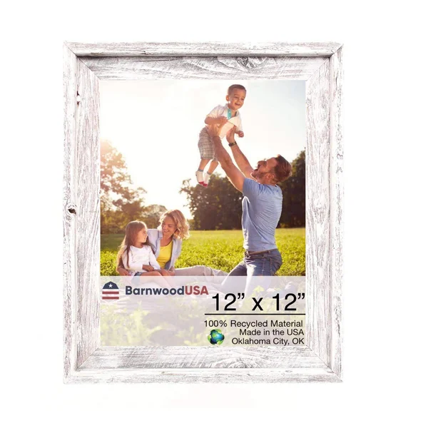 Rustic Farmhouse Signature Picture Frame, White Wash 12x12