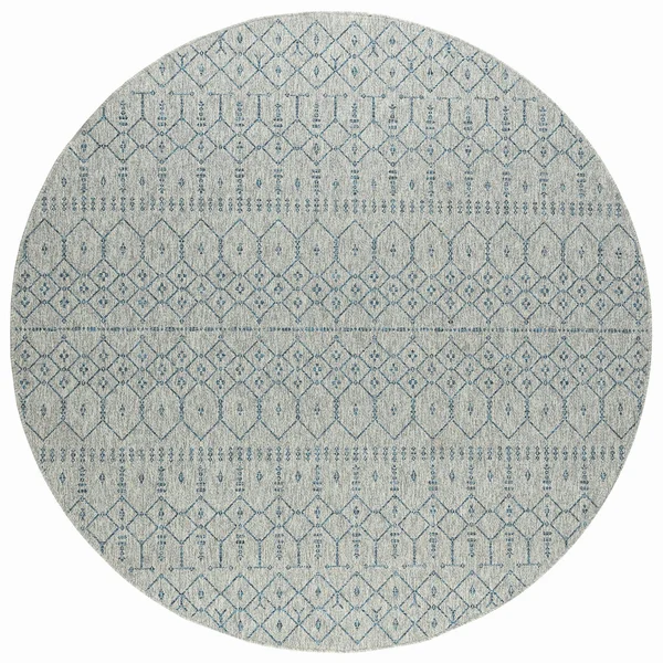 Tayse Elsa Indoor/Outdoor Area Rug - Size: 5 ft. Round, Blue