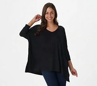 Laurie Felt Fuse Modal Oversized Ribbed Knit Pullover Top, Size Xs/s, Black