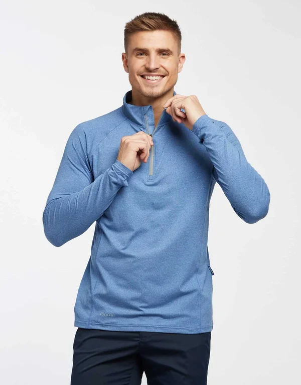 UPF 50+ Sun Protective Long Sleeve Quarter Zip Top for Men - Solbari Black
