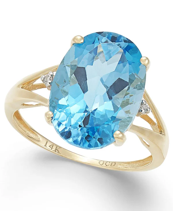 Amethyst (5 Ct. t.w.) and Diamond Accent Oval Ring in 14K Gold (also Available in Mystic Topaz - Blue Topaz, & Prasolite) - B