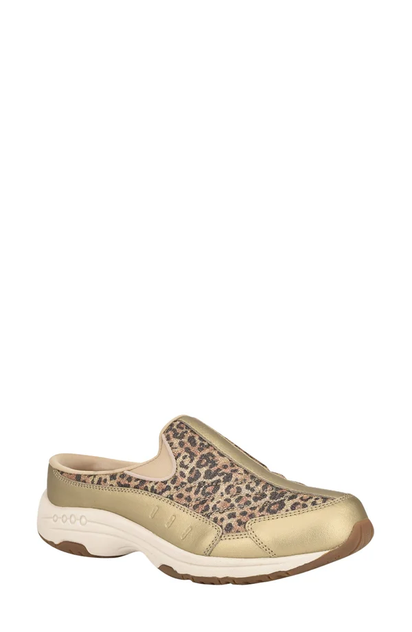Easy Spirit Women's Traveltime Mules - Gold Leopard