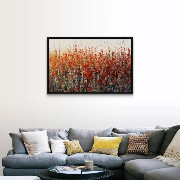 Crimson Evening Black Float Frame Canvas Art - 48 x 32