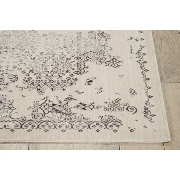 Kathy Ireland Silver Screen KI344 Area Rug - 2&2x22 x 7&6x22 Runner - Ivory/Grey