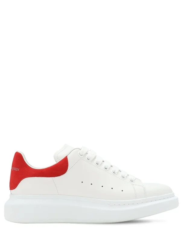 Alexander McQueen, Men 45mm Leather Platform Sneakers White/Red 41