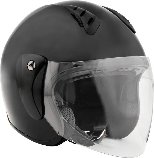 Fuel Helmets Sh-ws0014 Open Face Helmet with Shield Gloss Black Small