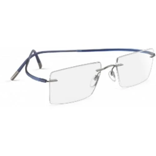 Silhouette Rimless Essence Do Titanium Drill Mount Unisex Eyeglasses, 6660 Blue Relax