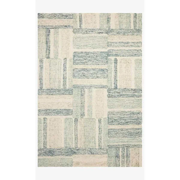 Alexander Home Aubrey Modern Graphic Area Rug - 2&-3x22 x 3&-9x22 - Aqua - Denim