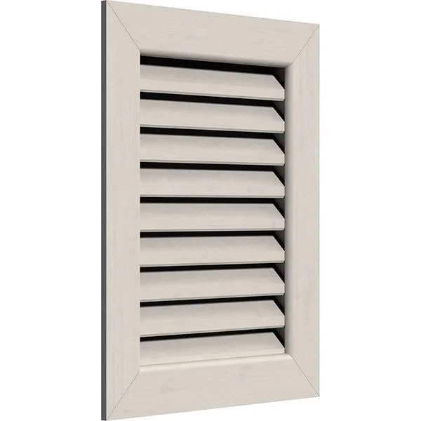 34 inchw x 14 inchh Vertical Gable Vent (39 inchw x 19 inchh Frame Size): Primed, Functional, Smooth Western Red Cedar Gable Ven