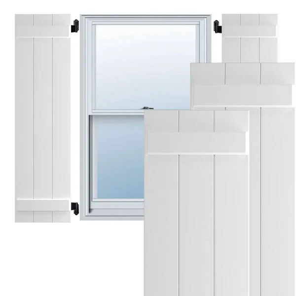 Ekena Millwork CWB12X078UNC 12x22W x 78x22H Exterior Three Board (2 Batten) Composite Board-n-Batten Shutters (Per Pair), Unfini