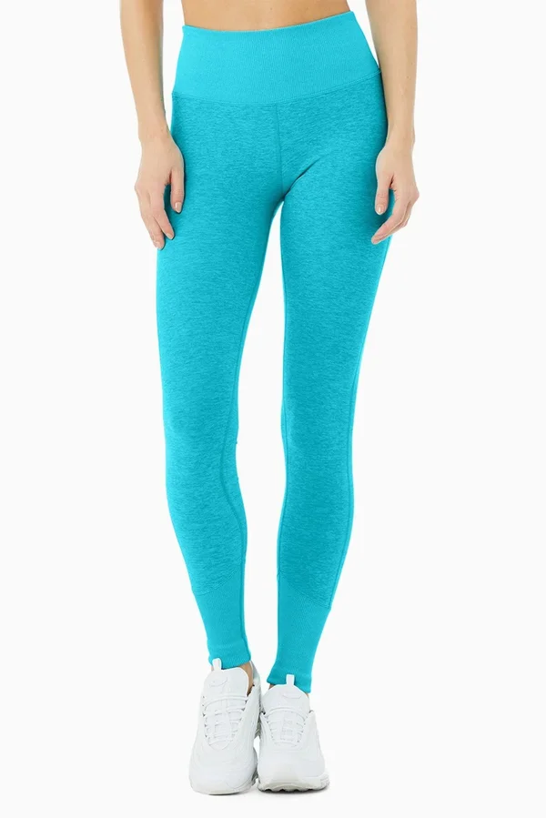 Alo Yoga, High-Waist Alosoft Lounge Legging in Bright Aqua Heather, Size: Xs