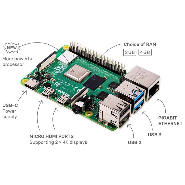 Raspberry Pi 4 Model B - Single-board computer - Broadcom BCM2711, 1.5 GHz - RAM 8 GB - 802.11a/b/g/n/ac, Bluetooth 5.0