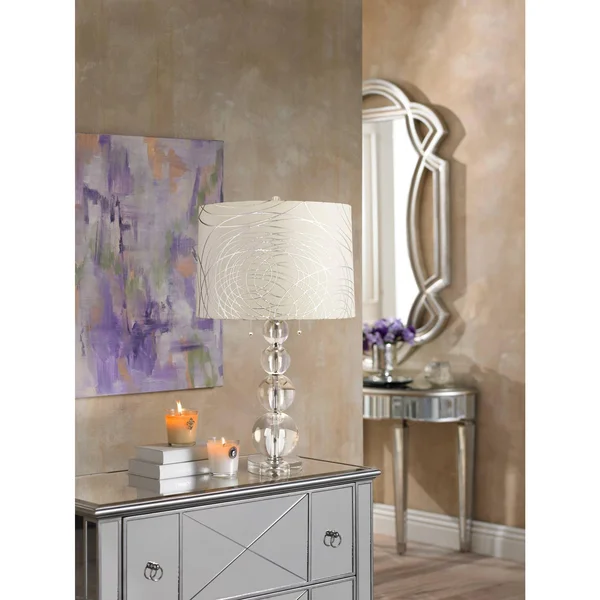 Abstract Silver Circles Stacked Crystal Spheres Table Lamp