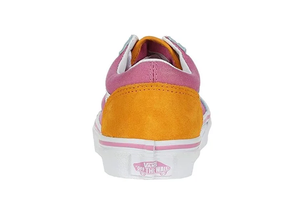 Vans Kids Color Block Old Skool (Fuchsia Pink/True White) 12.5 Kids
