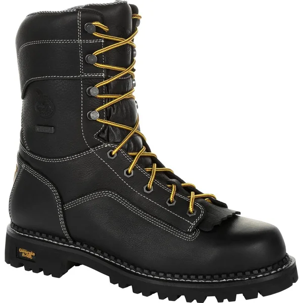 Georgia Boot Amp LT Logger Low Heel Waterproof Work Boot Size 7(w) - Black