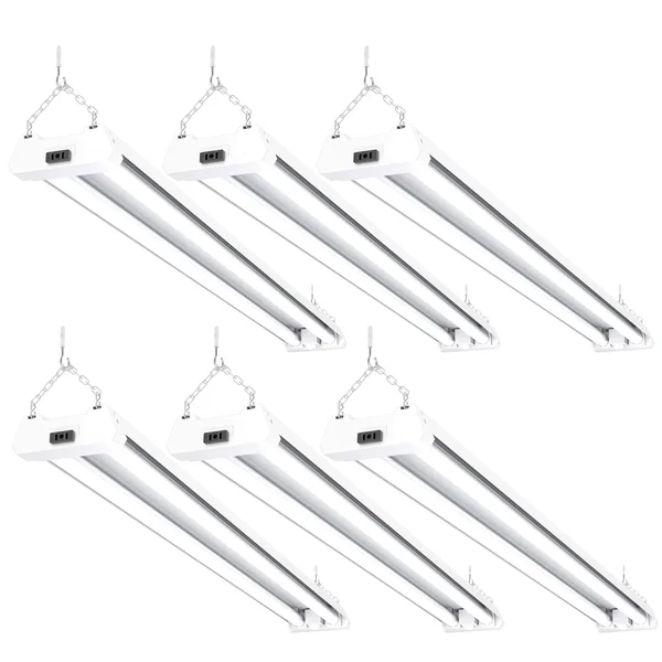Sunco Lighting 6 Pack - Motion Sensor, Energy Star, ETL 4ft 40W LED Utility Shop Light 4000lm 120W Equivalent, Double Integrated