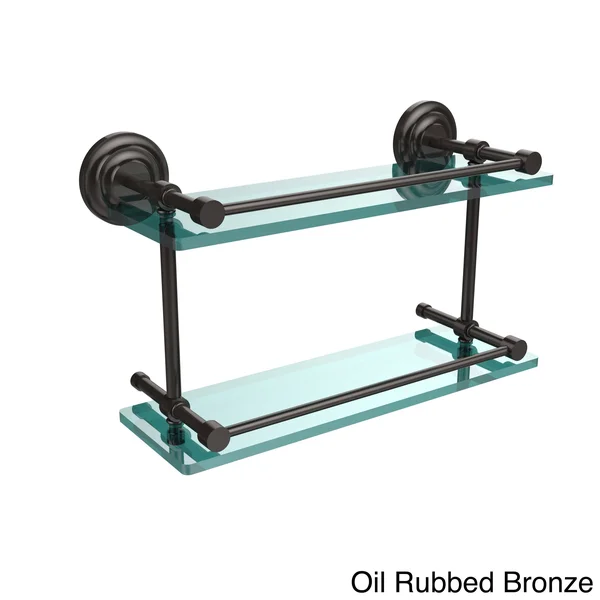 Allied Brass Que New 16x22 Double Glass Shelf with Gallery Rail Antique Bronze