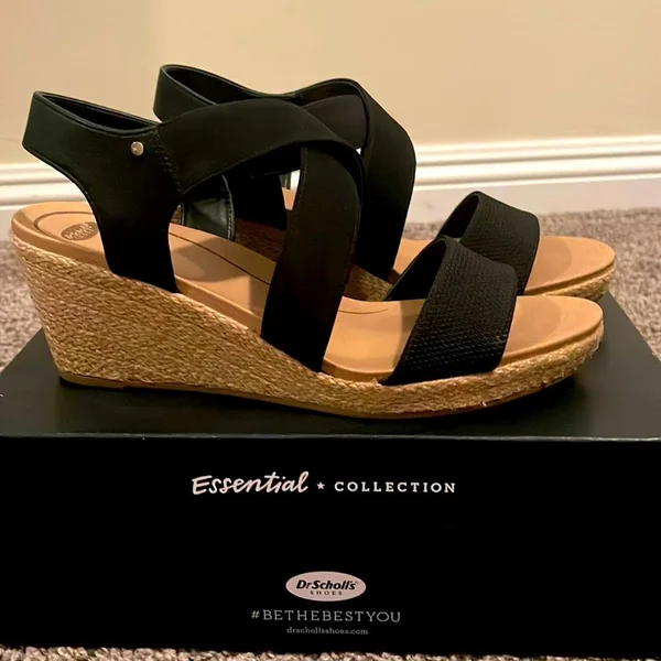 Women's Dr. Scholl&s Emerge Wedge Sandal - Size: 9.5, Black
