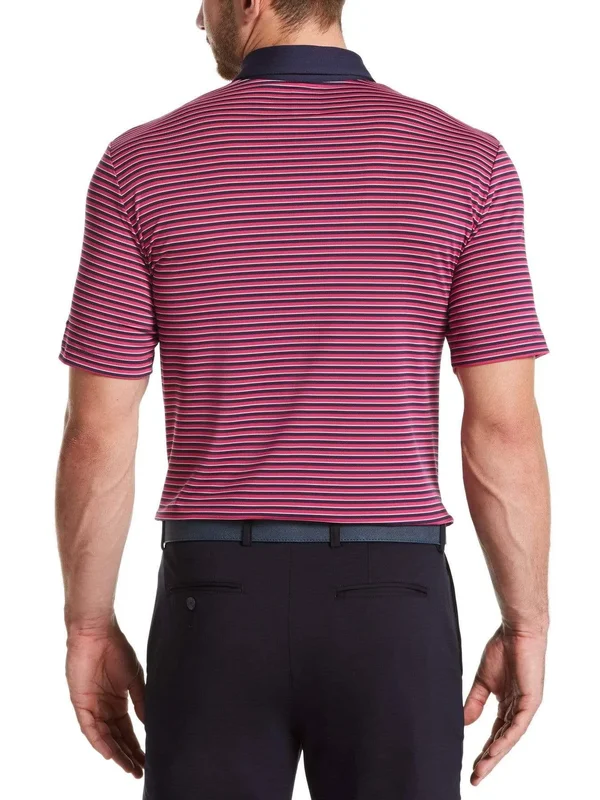Callaway 3-Color Stripe Mens Golf Polo - Boudoir Red, M