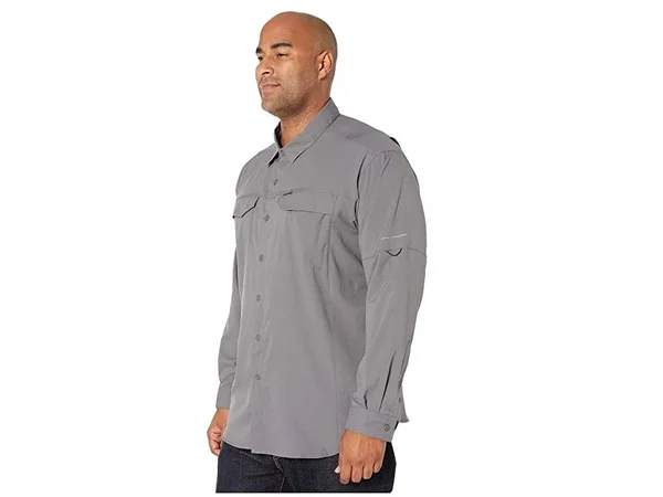 Columbia Big and Tall Silver Ridge Lite Long Sleeve Shirt Men's Long Sleeve Button Up City Grey : 1x