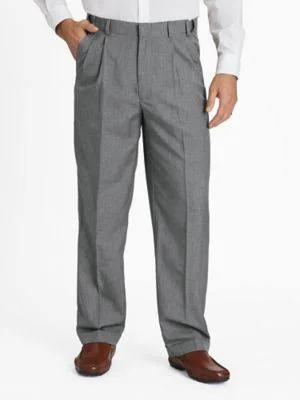 John Blair Men's Signature Adjust-A-Band Relaxed-Fit M閘ange Dress Pants - Gray Grey 34 XL