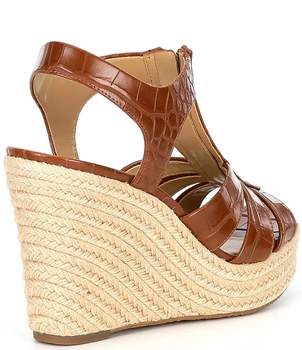 Michael Michael Kors Berkley Embossed Croco Wedge Espadrilles - 10M