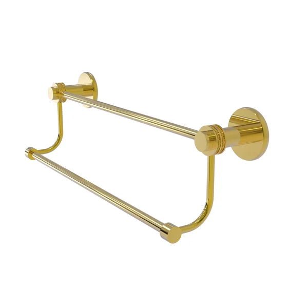 Allied Brass 9072D-18-PB 18 in. Mercury Collection Double Towel Bar with Dotted Accents Polished Brass