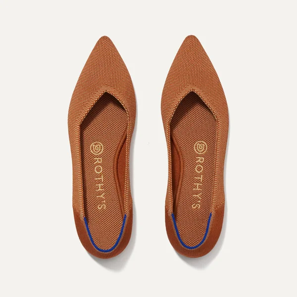 Rothy&s Brown Pointed-Toe Flats - FAWN, Size 13