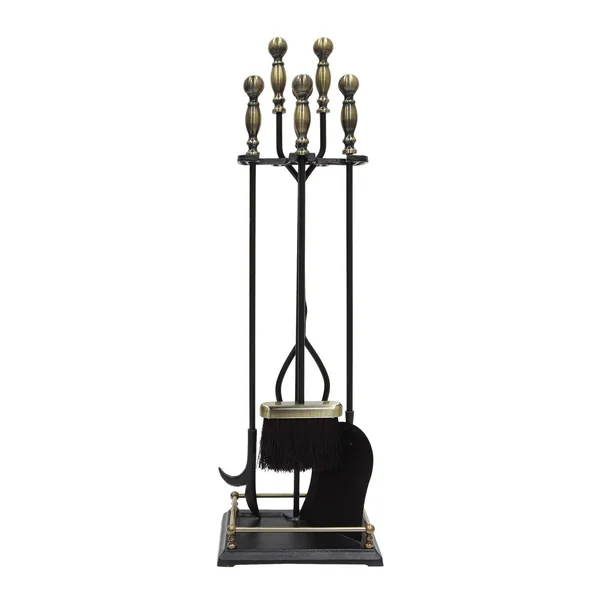 Minuteman Antique Brass/Black 4 Piece Fire Tool Set