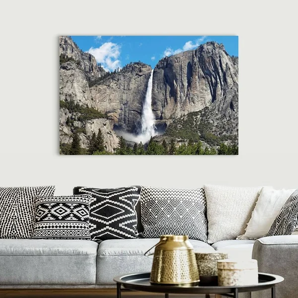 View of Yosemite Falls in SPRING - Yosemite National Park, California, Canvas Wall Art, 60x40, Great Big Canvas